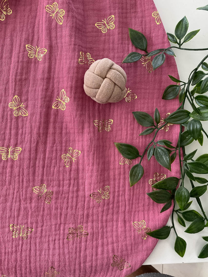 Sommer-Schlafsack aus Musselin *altrosa/ Schmetterling*
