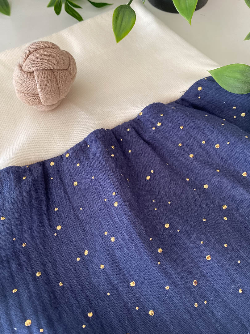 Sommer-Schlafsack aus Musselin *navy/ goldene Sterne*
