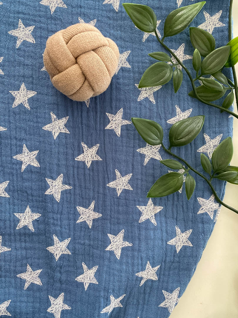Sommer-Schlafsack aus Musselin *hellblau/ Sterne*