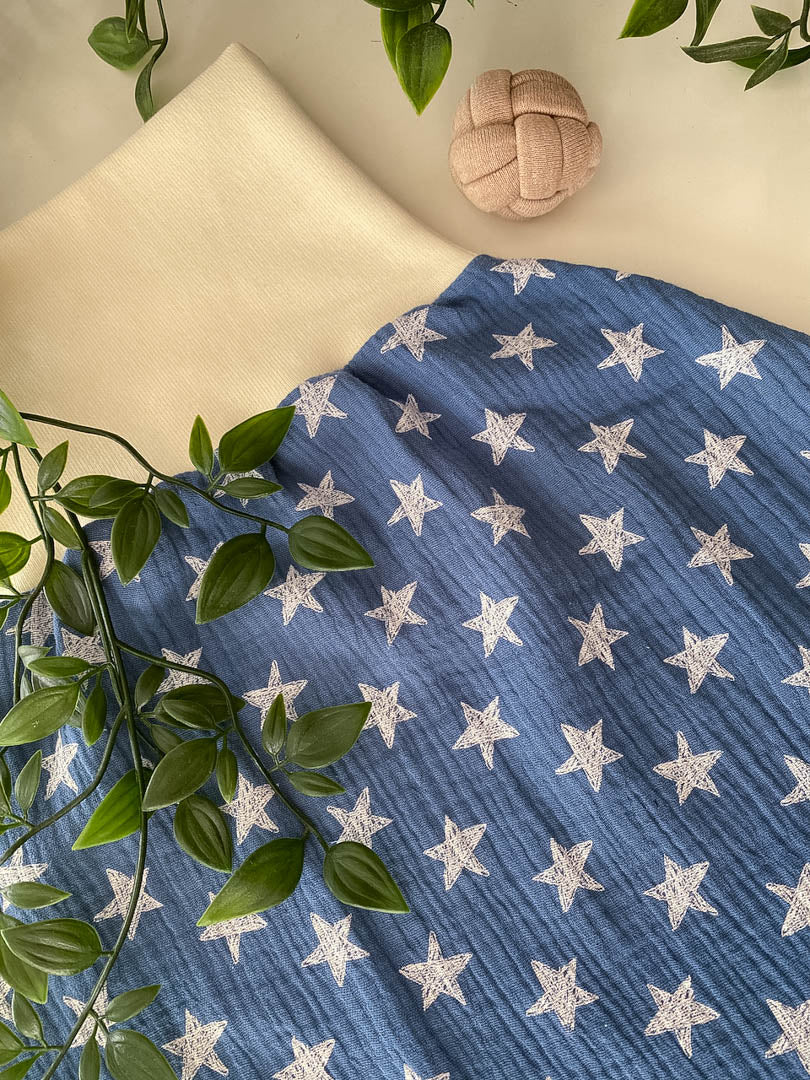 Sommer-Schlafsack aus Musselin *hellblau/ Sterne*