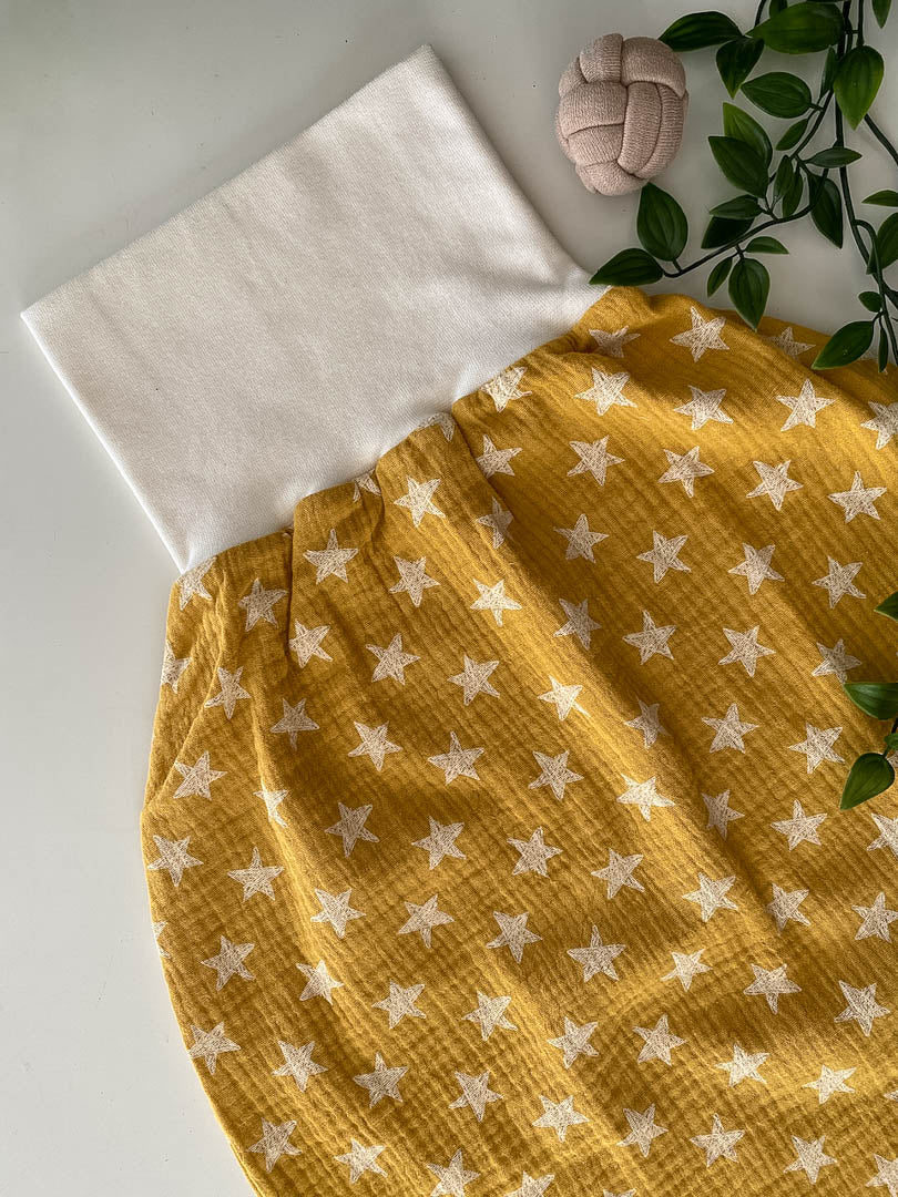 Sommer-Schlafsack aus Musselin *senf mit Sternen*