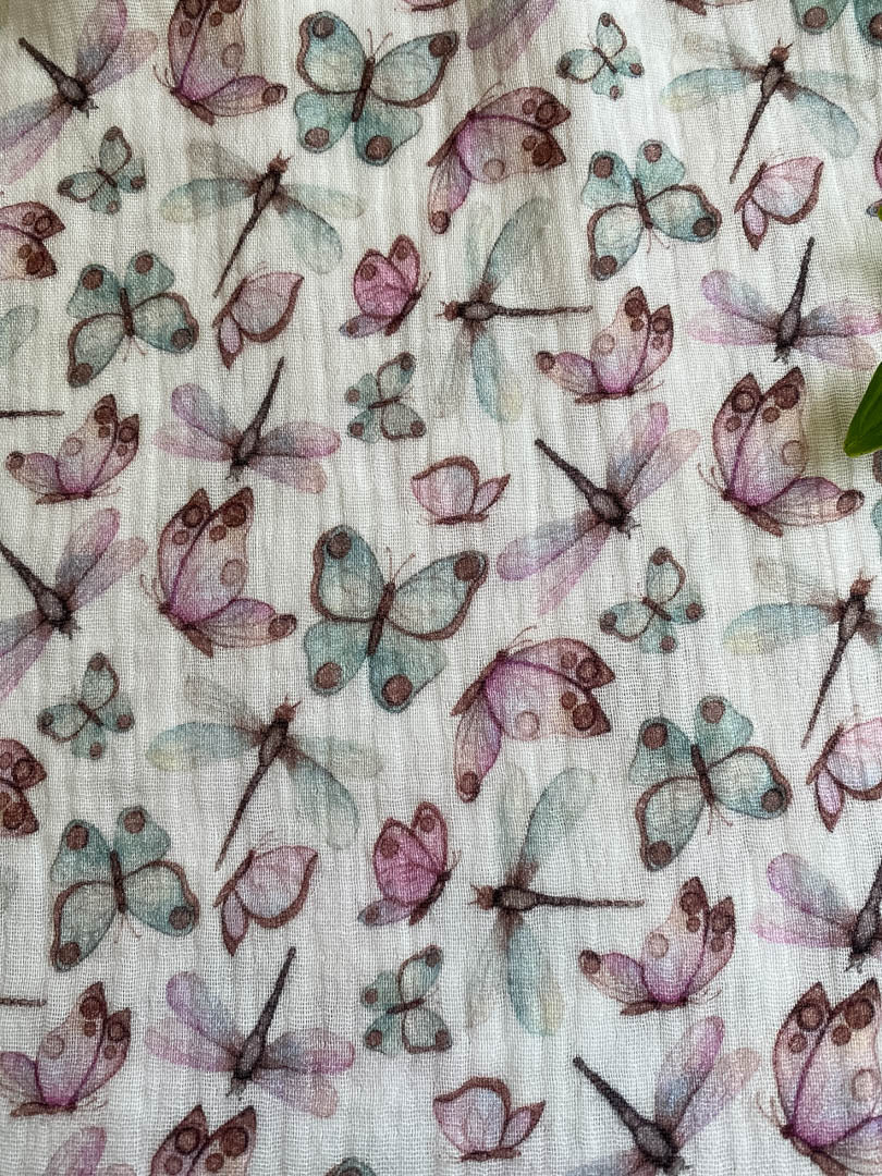 Sommer-Schlafsack aus Musselin *Schmetterlinge & Libellen*