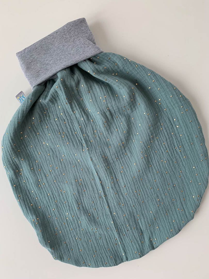 Sommer-Schlafsack aus Musselin *altmint/ goldene Punkte*