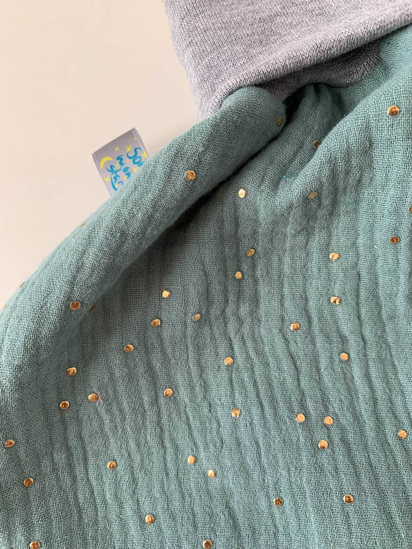 Sommer-Schlafsack aus Musselin *altmint/ goldene Punkte*