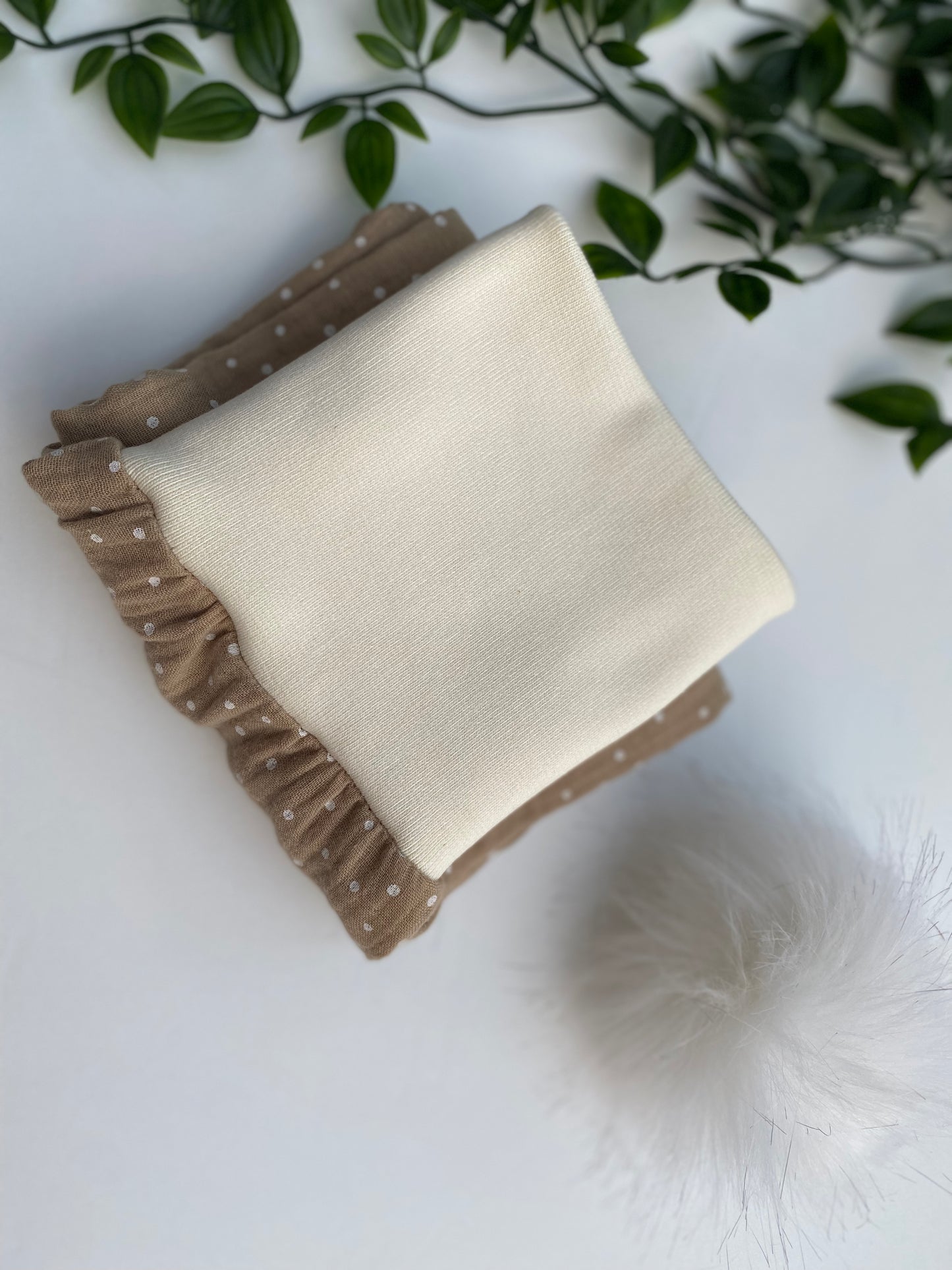 gefütterter Schlafsack aus Musselin *beige/ Punkte