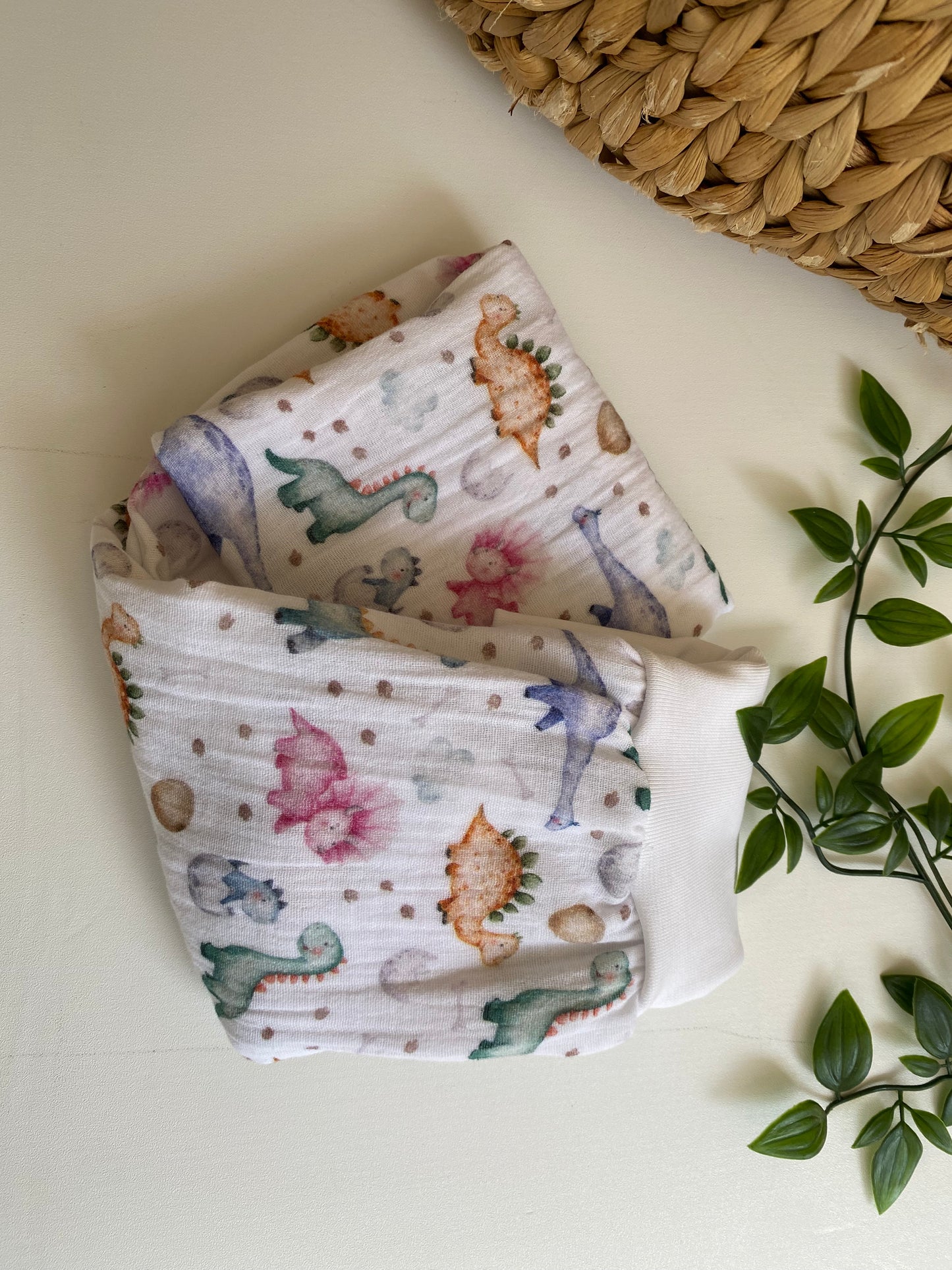 gefütterter Schlafsack aus Musselin *Aquarell/ Dinokids