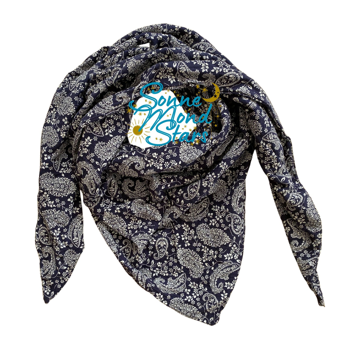 Dreieckstuch Musselin *blau/ Paisley