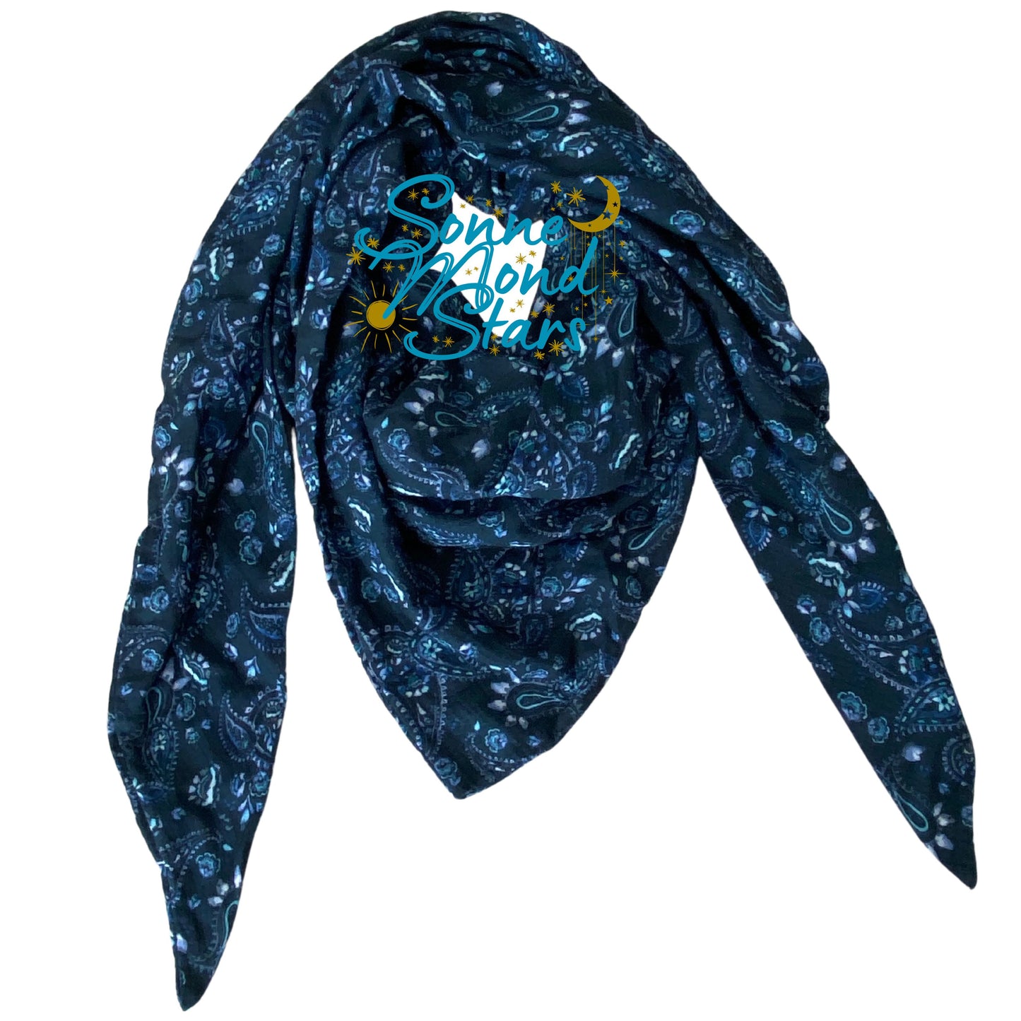 Dreieckstuch Musselin *blau/ Ornamente