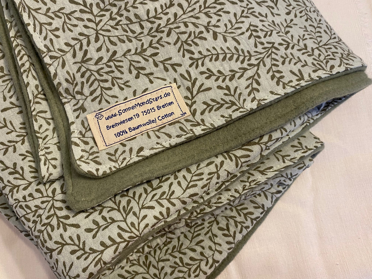 Babydecke Musselin Fleece *altmint/ Ranken