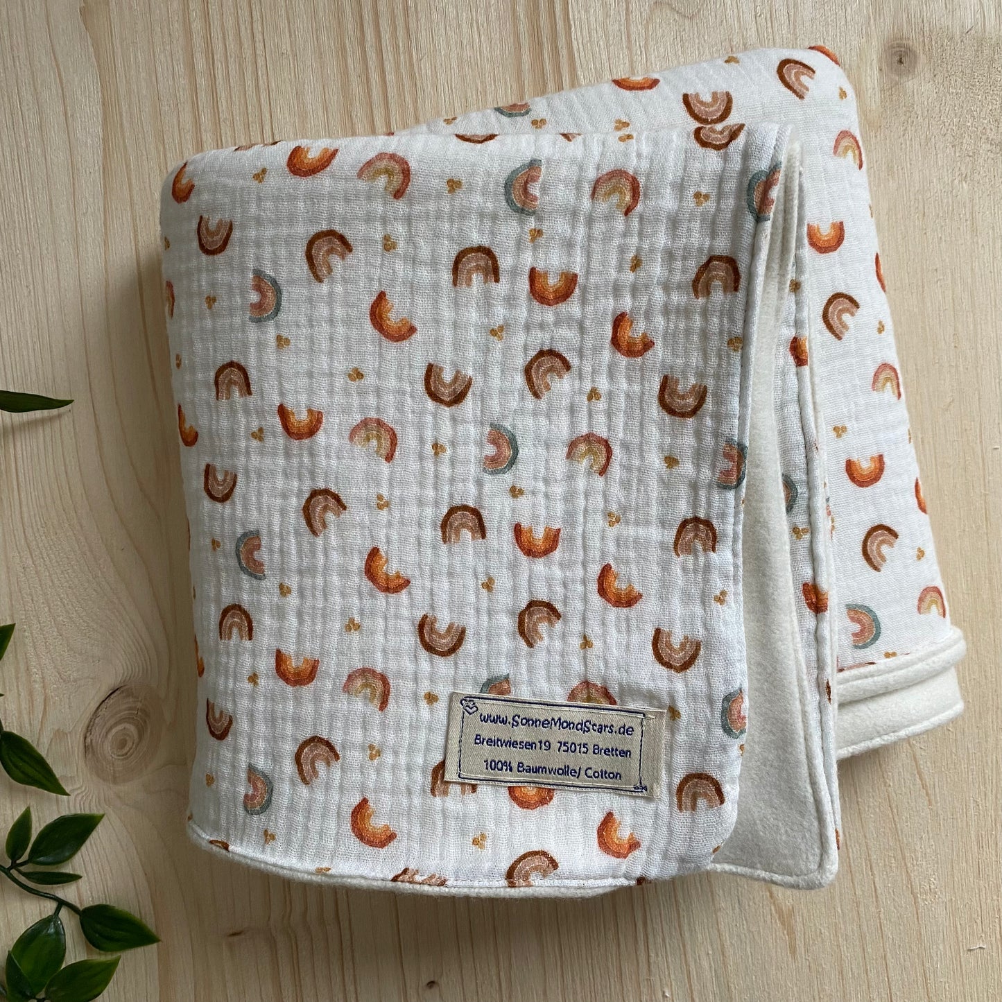 Babydecke Musselin Fleece *Regenbogen/ weiß