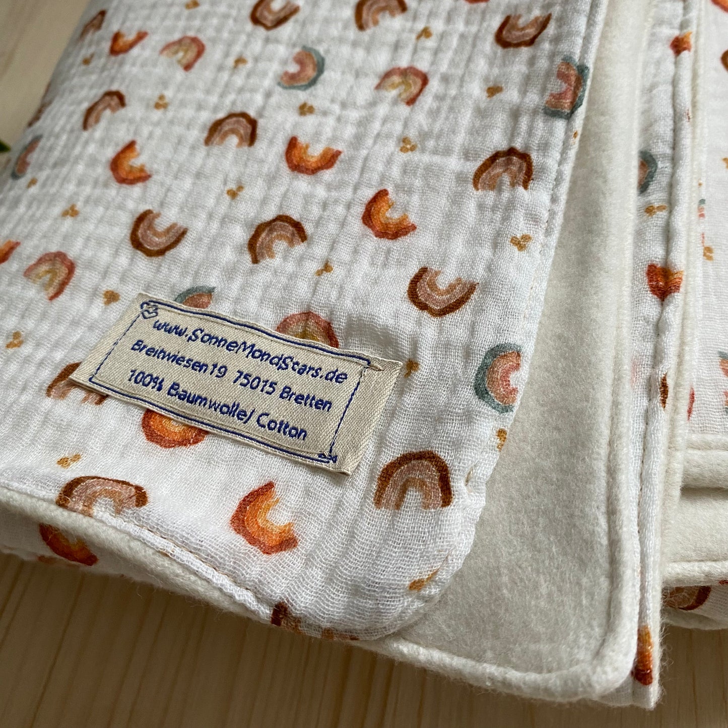 Babydecke Musselin Fleece *Regenbogen/ weiß