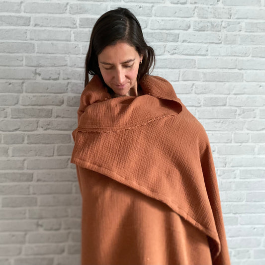Überwurf | Plaid aus Musselin *cognac