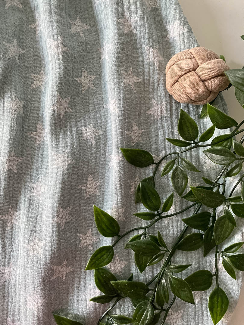 Sommer-Schlafsack aus Musselin *Mint mit Sternen*