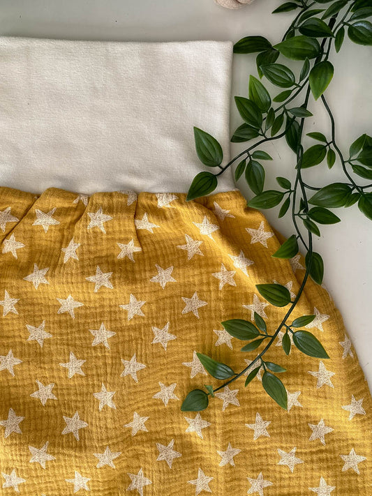 Sommer-Schlafsack aus Musselin *senf mit Sternen*