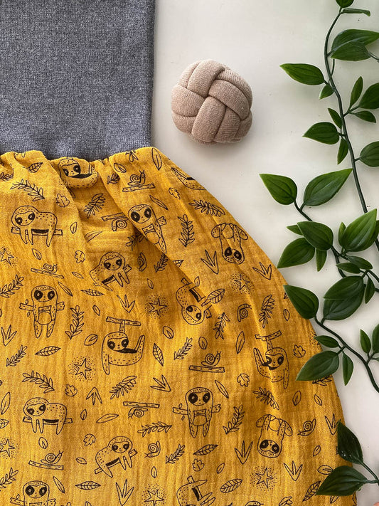 Sommer-Schlafsack aus Musselin *senf/ Faultier*