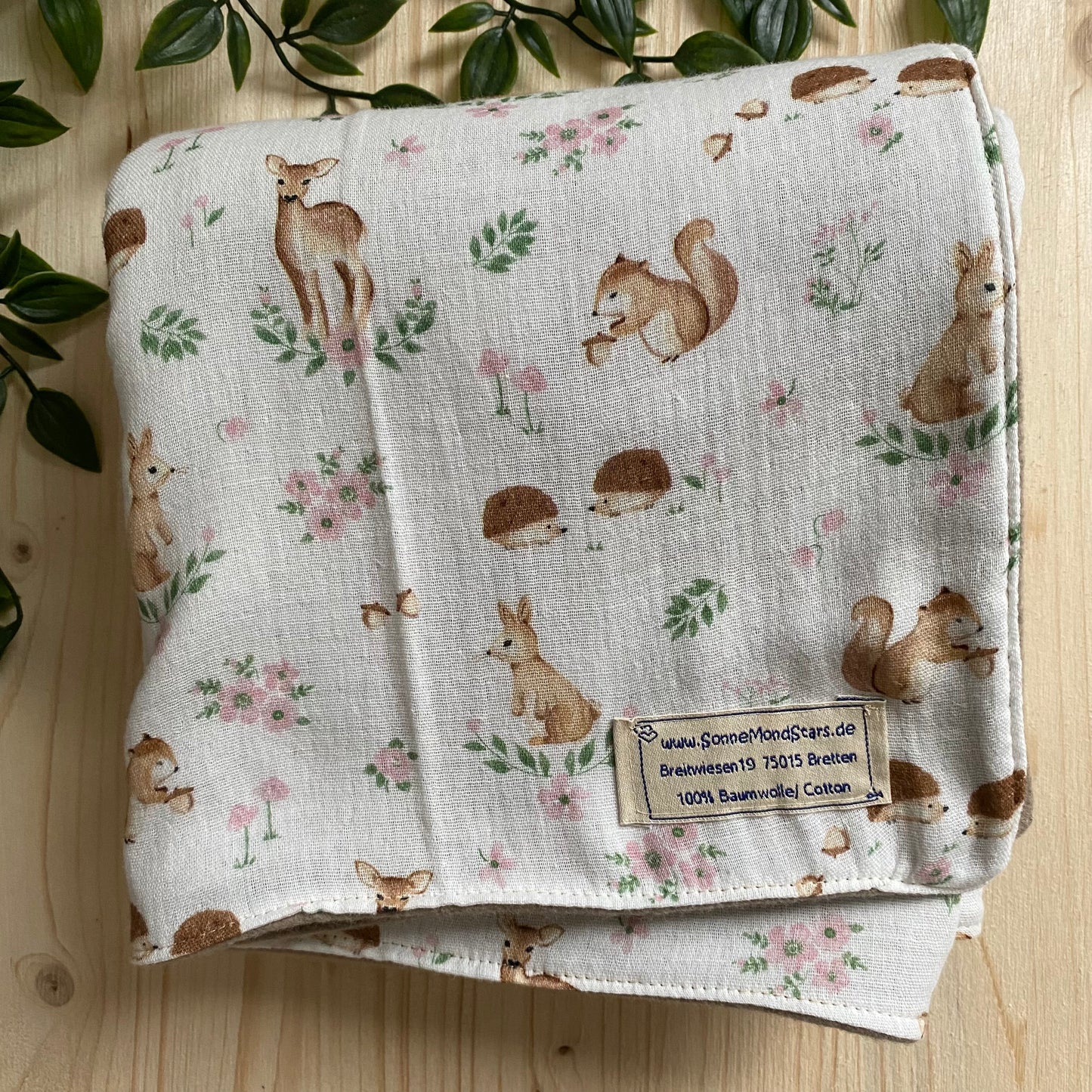 Babydecke Musselin Fleece *Waldtiere/ beige