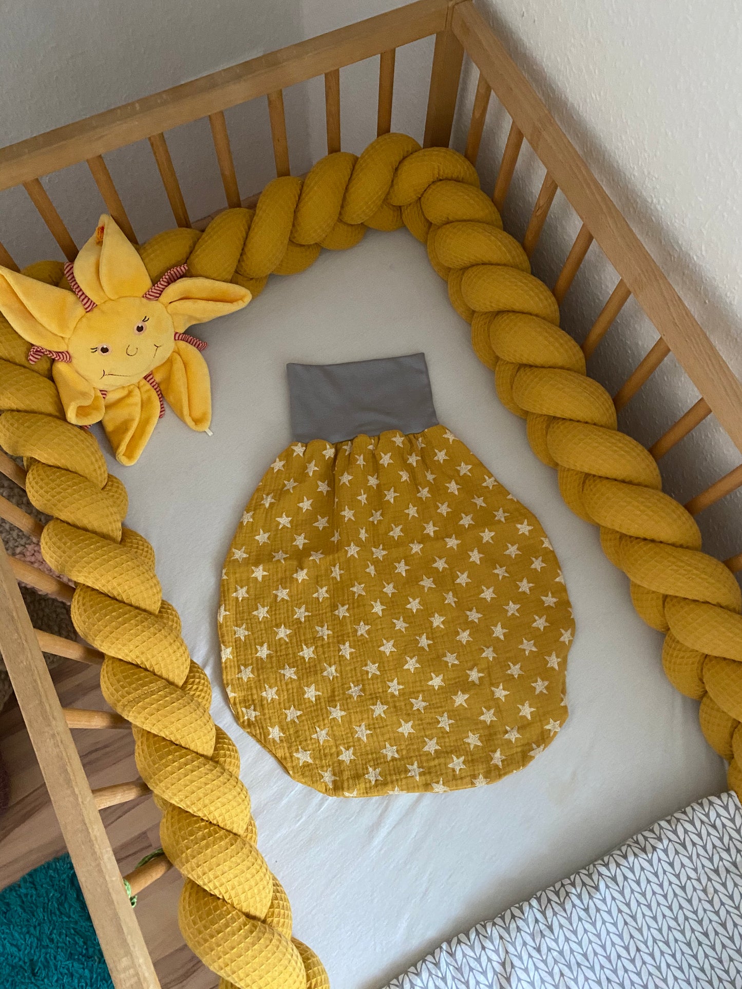 gefütterter Schlafsack aus Musselin *Sterne senf*
