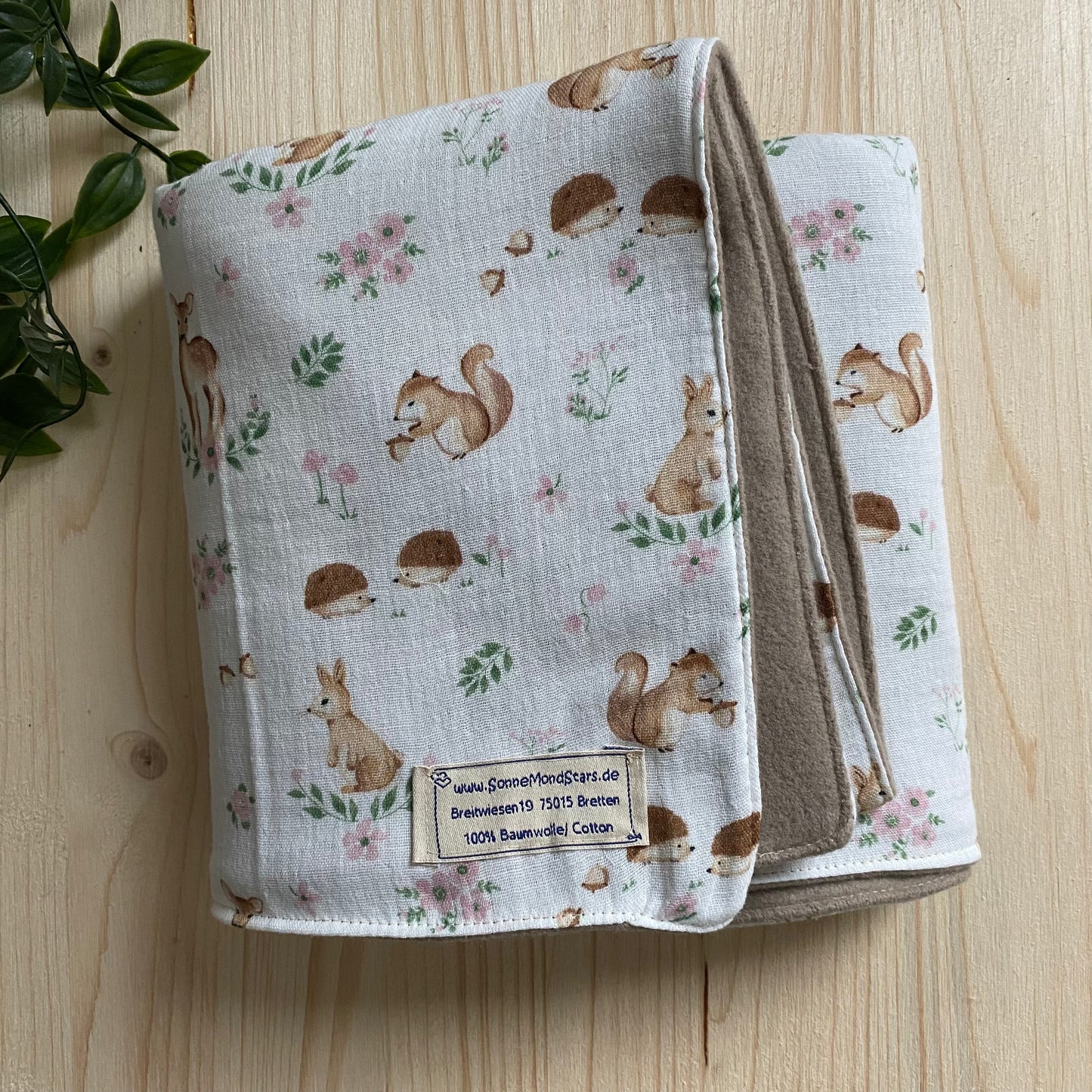 Babydecke Musselin Fleece *Waldtiere/ beige
