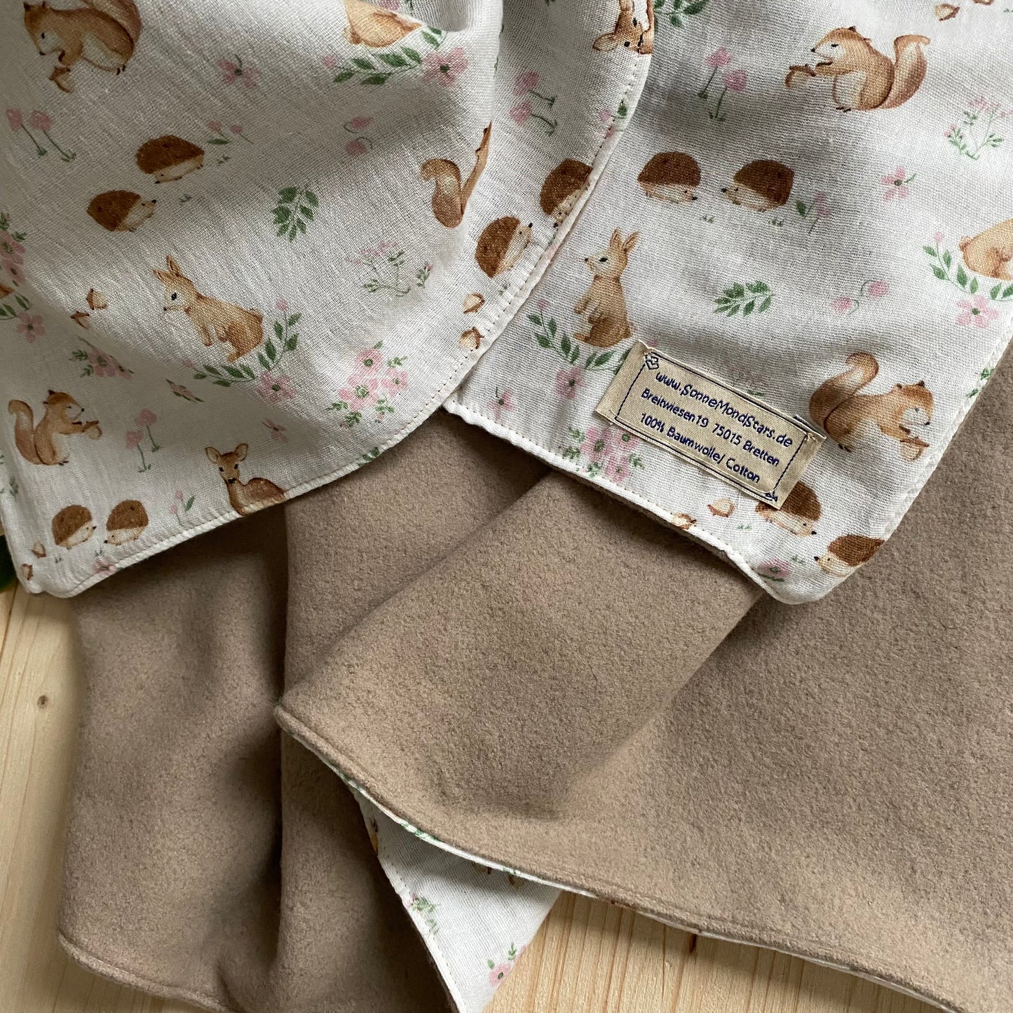 Babydecke Musselin Fleece *Waldtiere/ beige