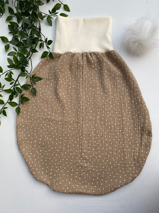 Sommer-Schlafsack aus Musselin *beige mit Punkten*