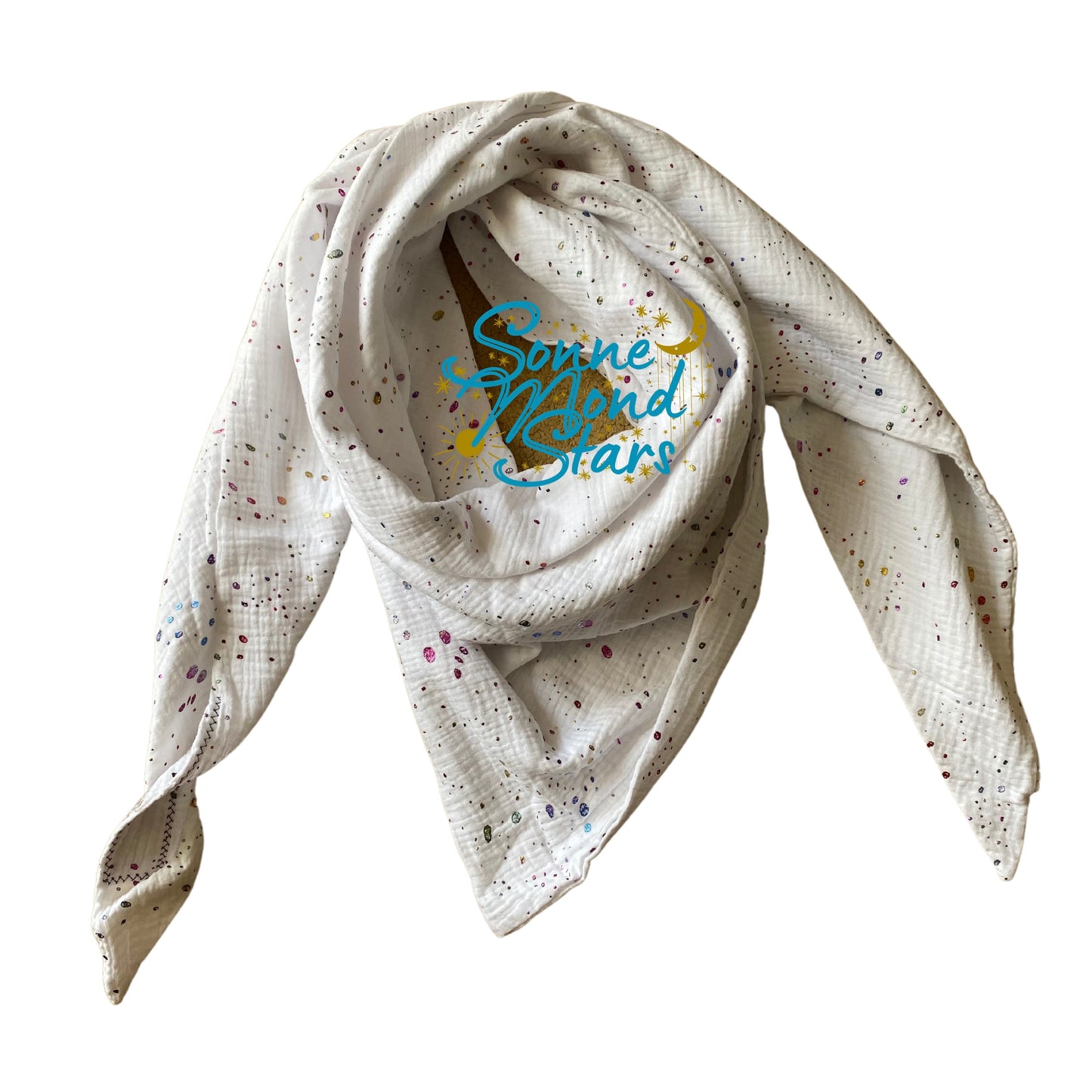 Dreieckstuch Musselin *weiss/ bunte Sprenkel