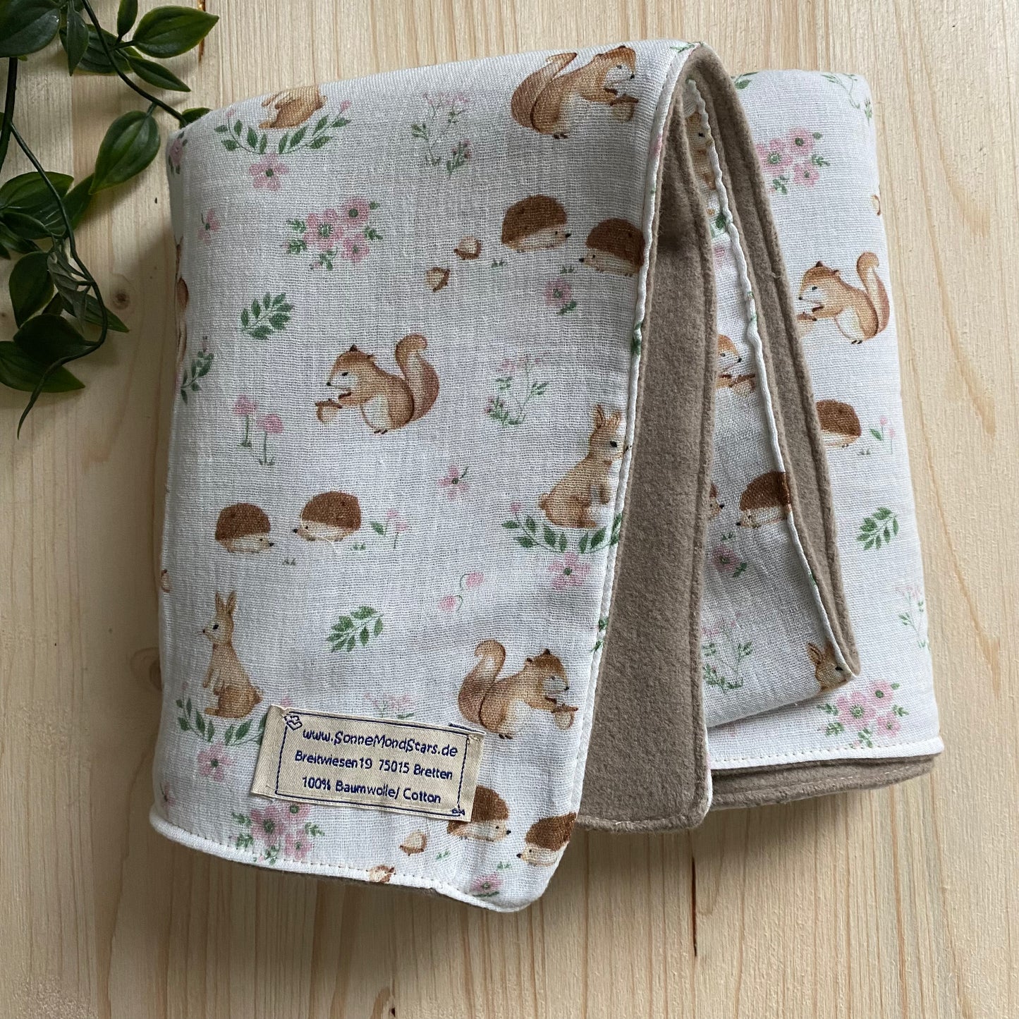 Babydecke Musselin Fleece *Waldtiere/ beige